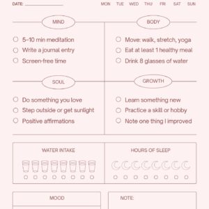 daily self care planner – printable wellness organizer
